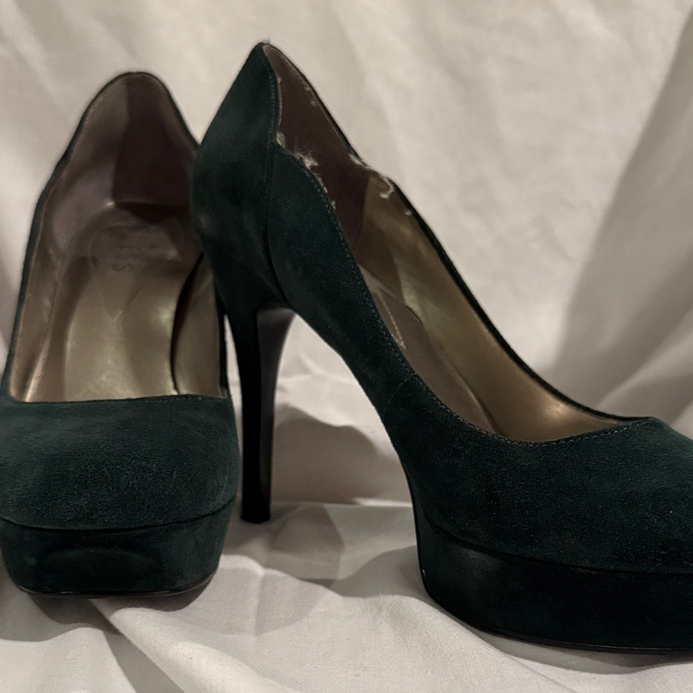 Guess Dark Green Suede Heels